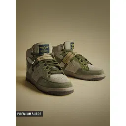 The Souled Store Men Textured Lightweight Comfort Insole Suede High-Top Sneakers