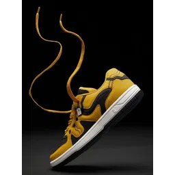 The Souled Store Men Urban Blaze: Kaali Peeli Colourblocked PU Sneakers