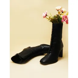 THE WHITE POLE Women High-Top Block-Heeled Boots