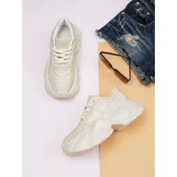The White Pole Women's White Casual Sneakers