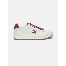 Tommy Hilfiger Solid Maroon Leather Sneakers