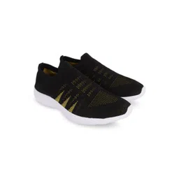 TPENT Men Black Woven Design Slip-On Sneakers