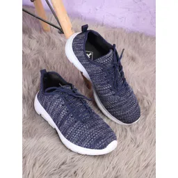 TPENT Men Blue Woven Design Lace-Up Sneakers