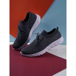 TPENT Men Grey Mesh Running Shoes