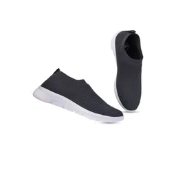 TPENT Men Grey Woven Design Slip-On Sneakers