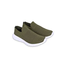 TPENT Men Olive Green Textile Walking Shoes