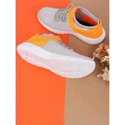 TPENT Men Orange Colourblocked Sneakers