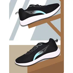 TPENT Men Textured Memory Foam Lace-Up Running Shoes