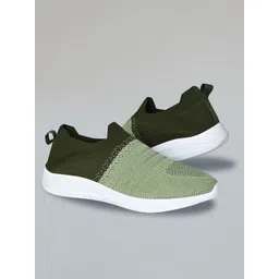 TPENT Women Antibacterial Comfort Insole Contrast Sole Mesh Slip-On Sneakers