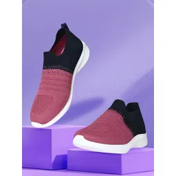 TPENT Women Antibacterial Comfort Insole Contrast Sole Mesh Slip-On Sneakers