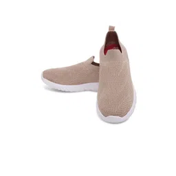 TPENT Women Beige Woven Design Slip-On Sneakers