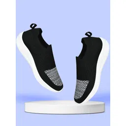 TPENT Women Textured Mesh Lightweight Slip-On Sneakers