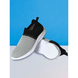 TPENT Women Woven Design Antibacterial Mesh Comfort Insole Contrast Sole Sneakers