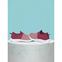 TPENT Women Woven Design Antibacterial Mesh Comfort Insole Contrast Sole Sneakers