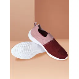 TPENT Women Woven Design Antibacterial Mesh Comfort Insole Contrast Sole Sneakers