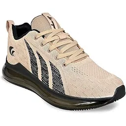 Training,Atheletic,Gym,Sports Comfortable Extra Max Air Capsule Air Cushion with Memory Foam Insole,Anti Skid Tech Grip Walking Shoes for Men(302 Beige/Grey-Sizes 6,7,8,9,10)