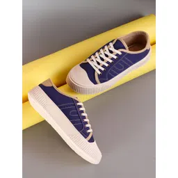 TRASE Women Navy Blue Canvas With PU Sole Casual Sneakers With Lace-ups detail