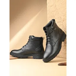 Trendy Black Ankle Length Durable Lace-Up Boots