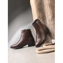 Trendy Brown Buckle details Stylish Casual Chelsea Boots for Women Boots For Women