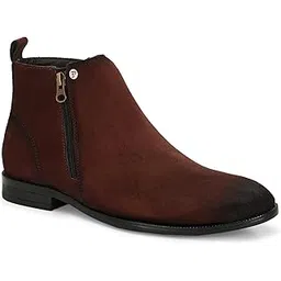 Trendy Brown Suede Ankle Boots for Women | Zip Closure EPJT6607_PA