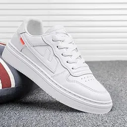 Trendy Casual White Sneakers for Men (White)