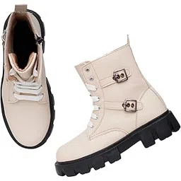 Trendy Lightweight Comfortable Alluring Boots Extra Cushion Inner Sole Casual Shoes for Womens and Girls Beige