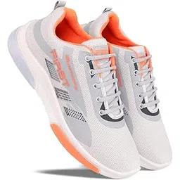 Trendy Running Shoes for Men Sneakers for Men (Color- White & Orange) Size-8(34) D