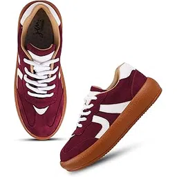 Trendy Sneakers for Women - Non-Slip Comfortable Casual Ladies Shoes Lightweight Lace-up Shoes for Womens Fashion Sneakers