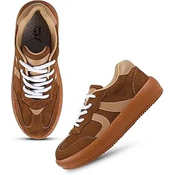 Trendy Sneakers for Women - Non-Slip Comfortable Casual Ladies Shoes Lightweight Lace-up Shoes for Womens Fashion Sneakers