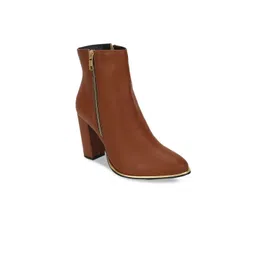 Truffle Collection Tan PU Block Heeled Boots