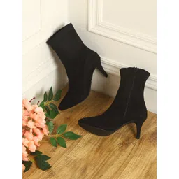 Truffle Collection Women Black Solid Ankle Length stiletto  Boots