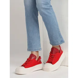 Truffle Collection Women Lace-Ups Solid Sneakers