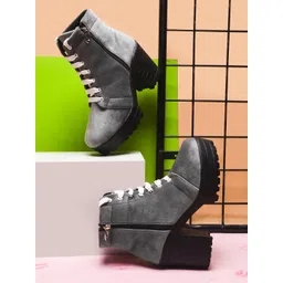 Try Me Women Lace-Up Block-Heeled Boots