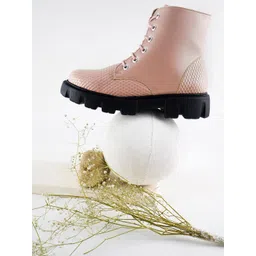 Try Me Women Mid Top Textured Platform-Heeled Regular Boots