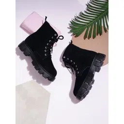 Try Me Women Round Toe Lace-Ups Regular Boots
