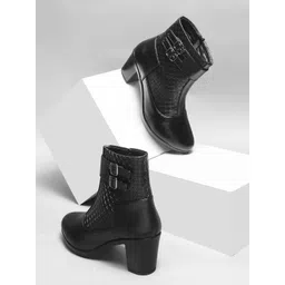 Try Me Women Textured Block-Heeled Regular Boots