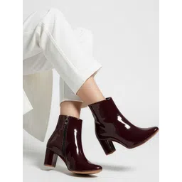 TRYME Women Ankle Length Block-Heeled Regular Boots