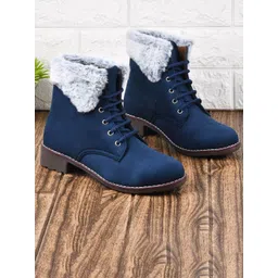 TRYME Women Casual Block-Heeled Winter Boots