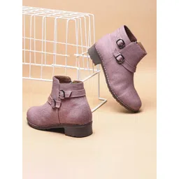 TRYME Women Textured Block-Heeled Regular Boots