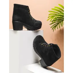 TRYME Women's Black Derby Boots