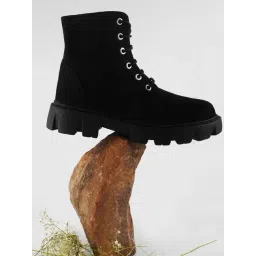 TRYME Women's Black Derby Boots