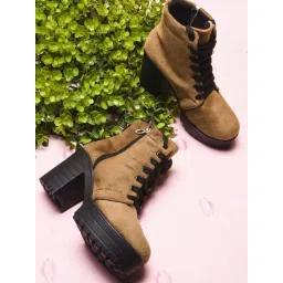 TRYME Women's Tan Derby Boots