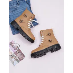 TRYME Women's Tan Derby Boots