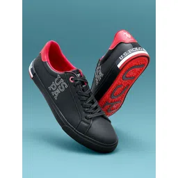 U S Polo Assn Men Black Printed PU Sneakers