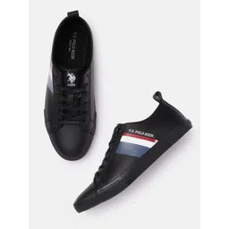 U S Polo Assn Men Black PU Sneakers