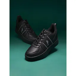 U S Polo Assn Men Black PU Sneakers