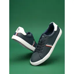U S Polo Assn Men Navy Blue Perforations PU Sneakers