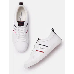 U S Polo Assn Men Off White PU Sneakers