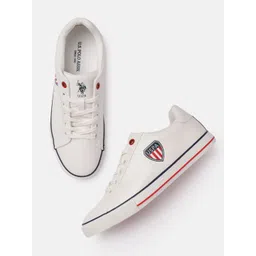 U S Polo Assn Men Off White PU Sneakers