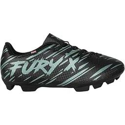 Unisex Fury Black/Metallic Green Faux Leather Football Shoes TPU Sole Durable Lightweight Enhanced Grip Size-6